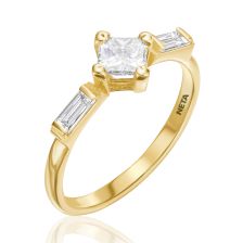 Princess and baguette Cut Diamonds Ring
