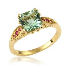 טבעת משובצת בריל ורובי בסגנון אר דקו