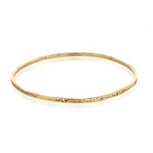 Floral Engraved Morrocan Style In 14k Gold Bangle Bracelet