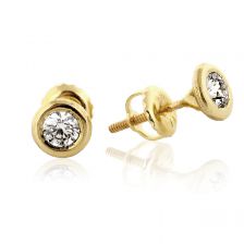 עגילים צמודים גדולים ועגולים בשיבוץ יהלום 