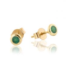 Bezel Set Emerald Gold Studs