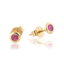Bezel Set Ruby Gold Studs