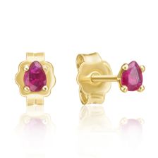 Tear Drop Ruby Stud Earrings