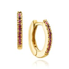 Pave Ruby Hoops Yellow Gold