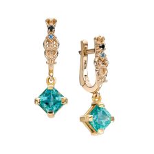 Antique Design Aquamarine Drop Yellow Gold Earrings