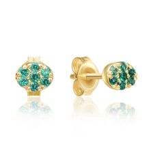 Cluster Emerald C.Z Oval Stud Earrings