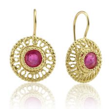 עגילי וינטאג' משובצים רובי