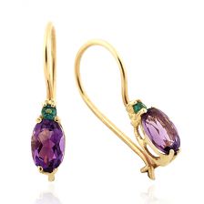 עגילים משובצים אמטיסט ואמרלדים