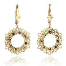 עגילי ענתיקה משובצים אבני חן