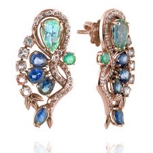 עגילי וינטאג' משובצים יהלומים ואבני חן