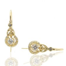 Antique Style Diamond Drop Earrings 14k Gold