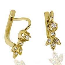 עגיל עלים משובץ יהלומים