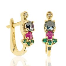  Antique Design Black Diamond Gold Earrings 