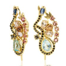 עגילים משובצים יהלומים ואבני חן - הקפלה הסיסטינית 