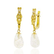 "Misty" Antique Design Aquamarine Drop Gold Earrings 