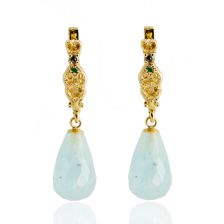 עגילי אקווה מרין תלויים - בדולח