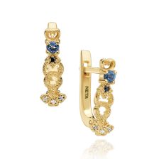 עגילי יהלומים וספיר במראה עתיק