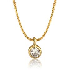 שרשרת זהב עם תליון עגול משובץ ביהלום