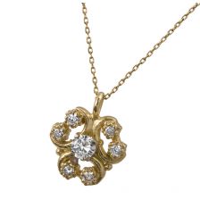 שרשרת פרח לבבית משובצת יהלומים