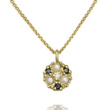 תליון פנינים ויהלומים שחורים 