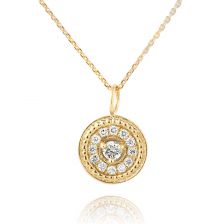 שרשרת אלגנטית עם תליון עגול משובץ ביהלומים 