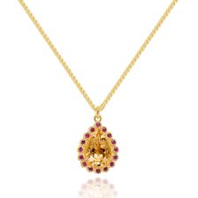 Victorian Style Black Diamond and Topaz Halo Pendant