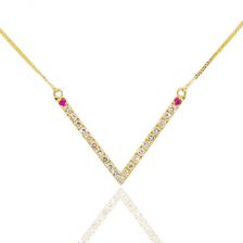 Unique "V" Necklace with Diamonds 