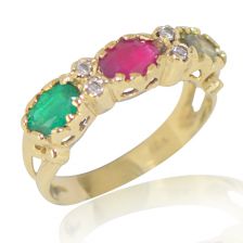 Multi Stone Crown Ring Yellow Gold