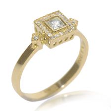 Art Deco Inspired Engagement Ring in Yellow Gold 