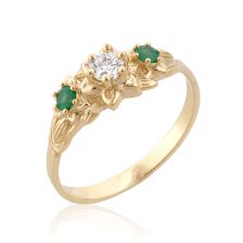 טבעת יהלום ואמרלד