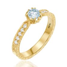 Blue Topaz Pave Engagement Ring