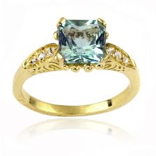 טבעת אירוסין משובצת אקוומרין ויהלום