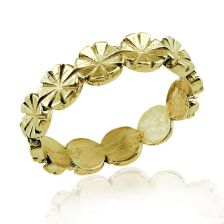 Engraved Polished Daisy Gold Wedding Band, BIG