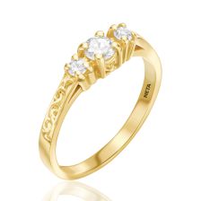 Unique Trio Engagement Ring in Yellow Gold