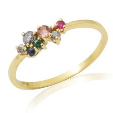 Yellow Gold Dainty Diamonds Band 