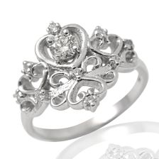 Yellow Gold Crown Ring with Diamonds