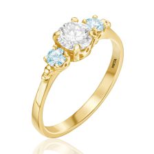 טבעת יהלום ובלו טופז