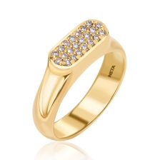 טבעת חותם מודררנית משובצת יהלומים