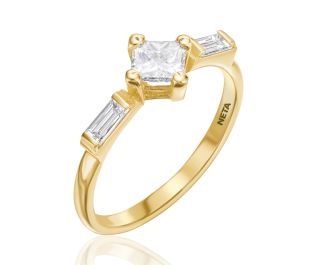 Princess and baguette Cut Diamonds Ring