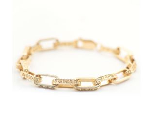 Gold Bar ornamented Link Bracelet 
