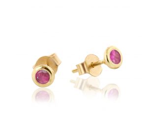 Bezel Set Ruby Gold Studs