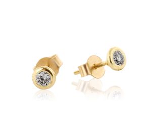 Bezel Set Diamond White Gold Studs 