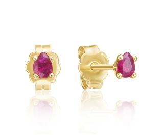 Tear Drop Ruby Stud Earrings