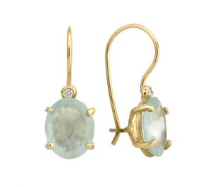 Gold Aquamarine and Diamonds Earrings