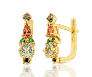 Yellow Gold Antique Style Ruby Earrings