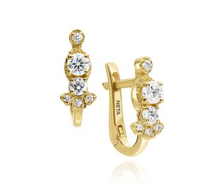  Antique Design Black Diamond Gold Earrings 