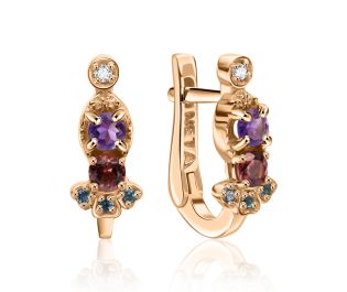  Antique Design Black Diamond Gold Earrings 