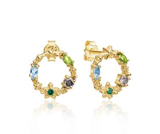flowery Tourmaline Stud Earrings
