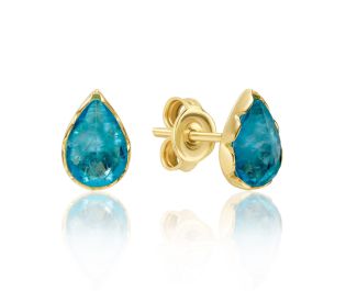 Bezel Set Sapphire Gold Studs