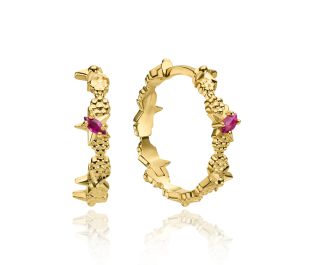 עגילי כוכבים משובצים רובי